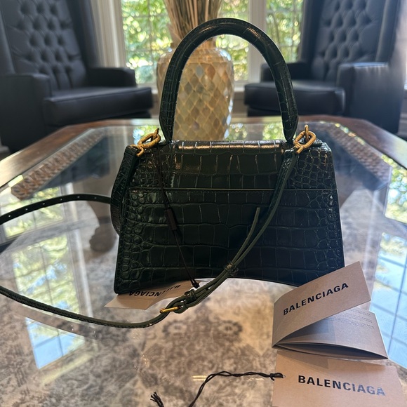 💗SOLD💗HOURGLASS SMALL HANDBAG CROCODILE EMBOSSED - Picture 6 of 7